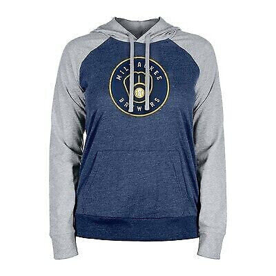 MLB Milwaukee Brewers Women's Lightweight Bi-Blend Hooded Sweatshirt - S