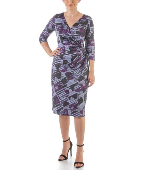 Women's Faux Wrap Knee Length Cocktail Dress