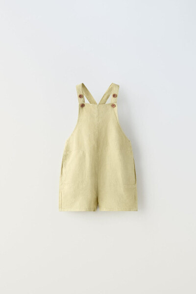 Linen blend short dungarees