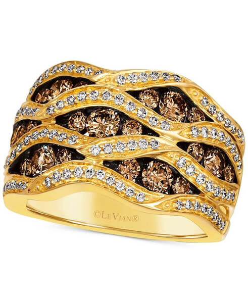 Chocolatier® Chocolate Diamond (1-1/3 ct. t.w.) & Vanilla Diamond (1/2 ct. t.w.) Wavy Statement Ring in 14k Gold