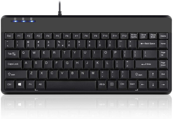 Perixx PERIBOARD-409U, Проводная мини-клавиатура - USB - Размеры 315x147x20 мм - Цвет рояля черный - Раскладка на английском языке (США)