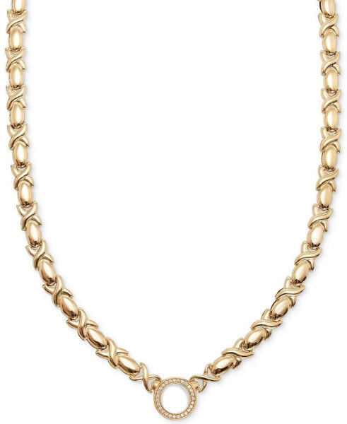 Macy's diamond Circle Stampato 18" Collar Necklace (1/6 ct. t.w.) in 14k Gold-Plated Sterling Silver