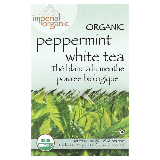 Чай травяной с мятой Imperial Organic, белый, в пакетиках, 18 шт, 32.4 г (Uncle Lee's Tea)