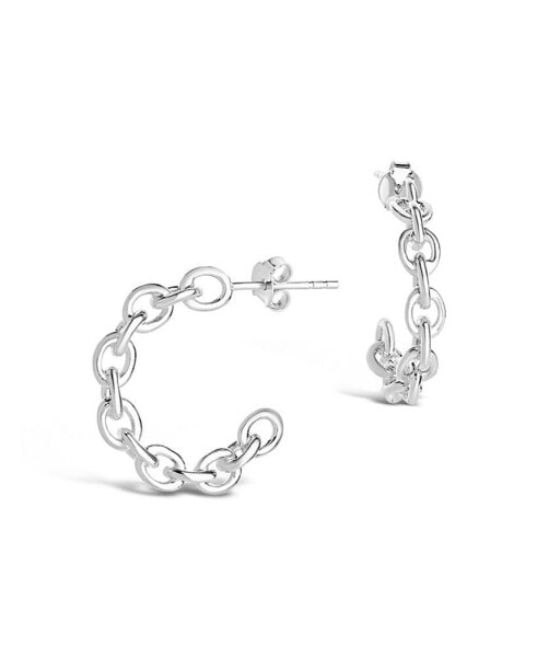 Women's Delicate Chain Silver Plated Hoop Earrings