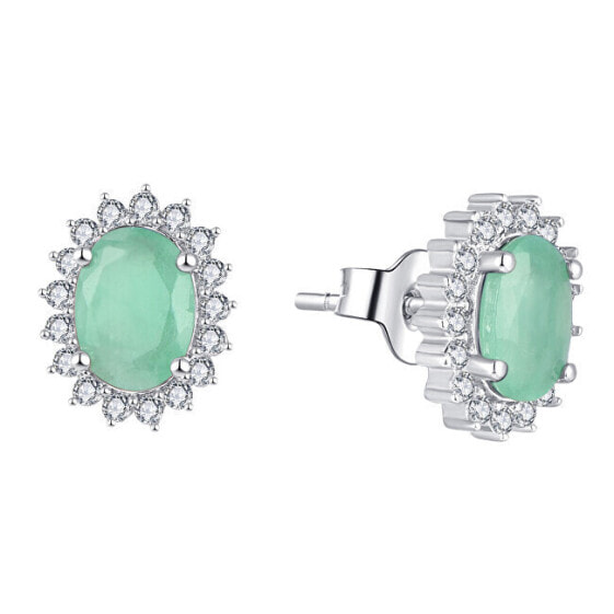 Charming silver earrings with emeralds E-FS-5626E