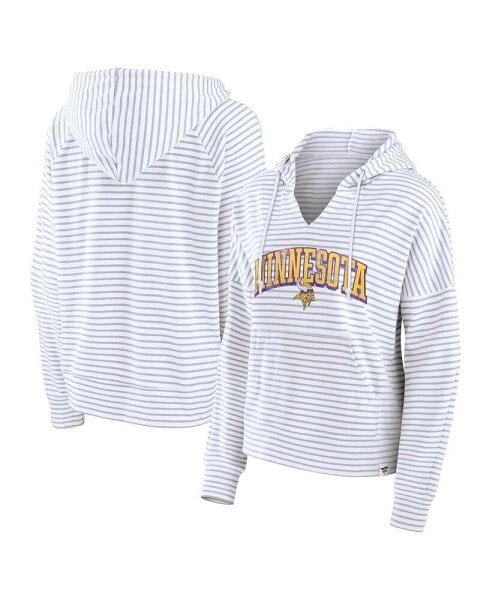 Women's / Minnesota Vikings Striped Notch Neck Pullover Hoodie