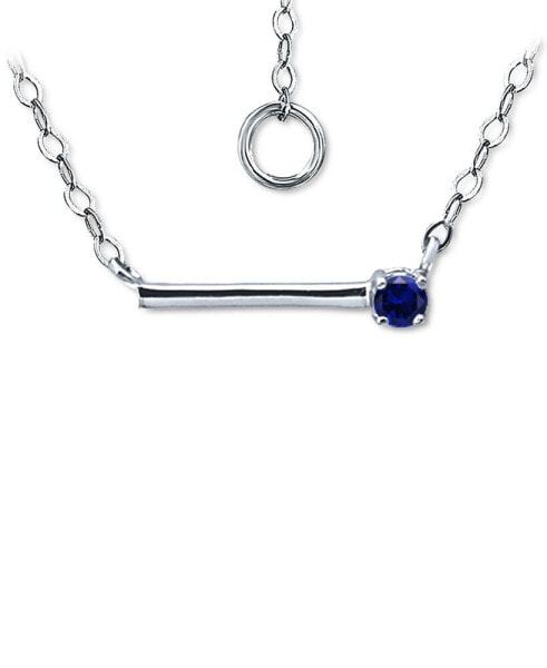 Imitation Sapphire Polished Bar Necklace, 16" + 2" extender, (Also in Lab-Grown Ruby), Created for Macys