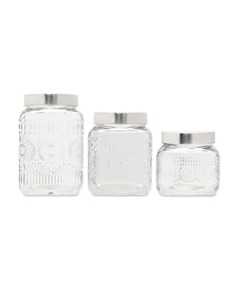 Retro Design Glass Canister Set, 3 Piece