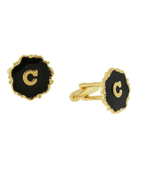 Jewelry 14K Gold-Plated Enamel Initial C Cufflinks