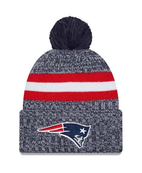 Men's Navy New England Patriots 2023 Sideline Cuffed Knit Hat With Pom