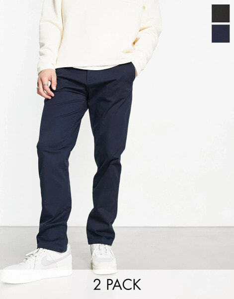 Pull&Bear 2 pack chinos in black and navy