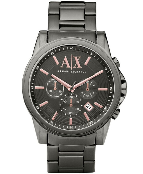 Men's Chronograph Gunmetal Gray Stainless Steel Bracelet Watch 45mm