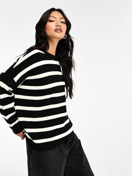 Stradivarius soft touch jumper in stripe 