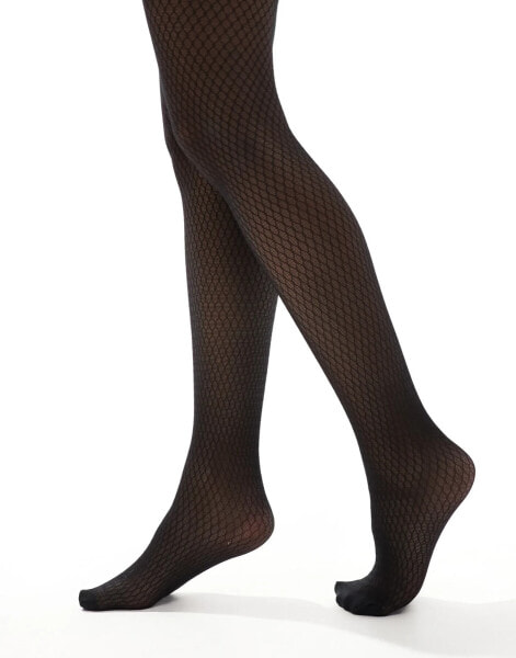 New Look diamond stitch tights in black