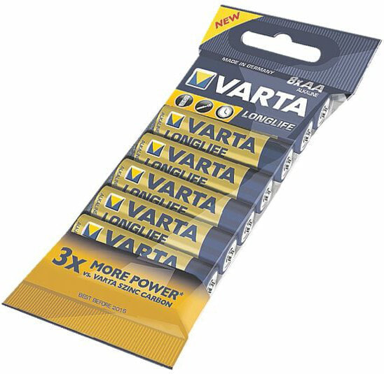 Щелочной элемент питания AA VARTA Longlife - 1.5 В - 8 штук - синий, желтый