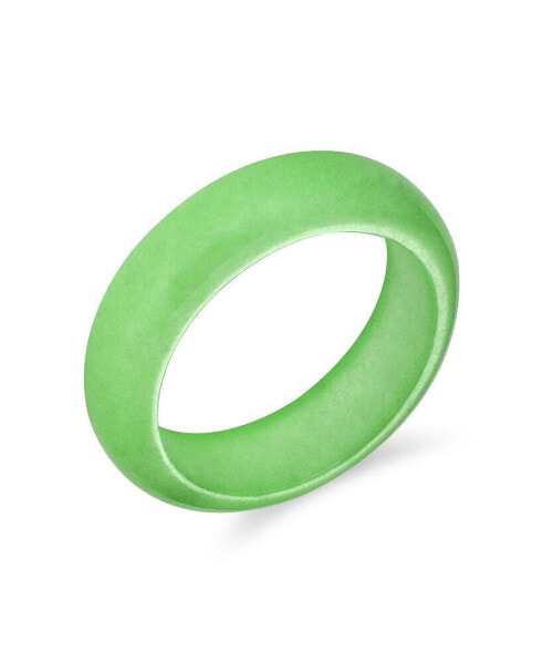 Good Luck Energy Smooth Stackable Natural Dyed Green Jade Band Ring