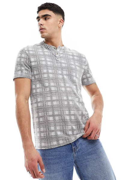 ASOS DESIGN t-shirt in texture with grandad neck