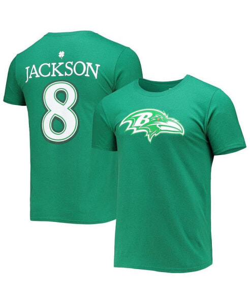 Men's Lamar Jackson Green Baltimore Ravens St. Patrick's Day Icon Player T-shirt
