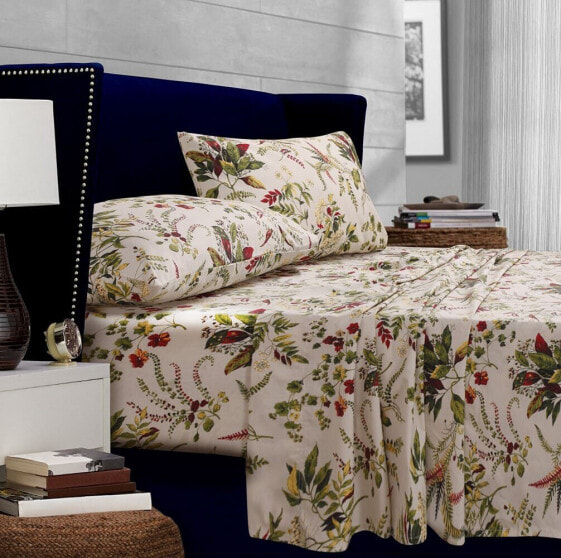 Maui Floral Printed 300 Thread Count Percale Extra Deep Pocket Cal King Sheet Set
