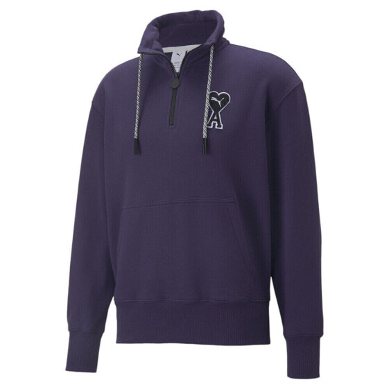 Puma Ami X Half Zip Crew Neck Sweatshirt Mens Purple 53599389