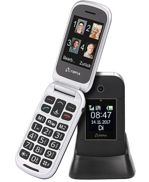 Мобильный телефон Olympia Janus - Flip - Single SIM - 6.1 см (2.4") - Bluetooth - 800 мАч - Черный