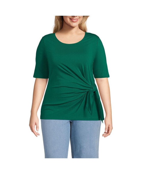 Plus Size Lightweight Jersey Tie Front Top