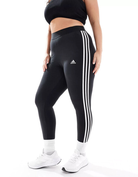 Леггинсы Adidas Sportswear Plus Essential Черные с тремя полосками