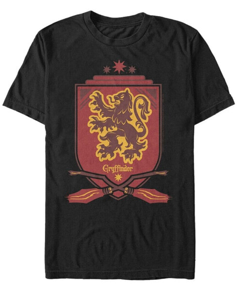 Harry Potter Men's Gryffindor Broomstick Shield Short Sleeve T-Shirt