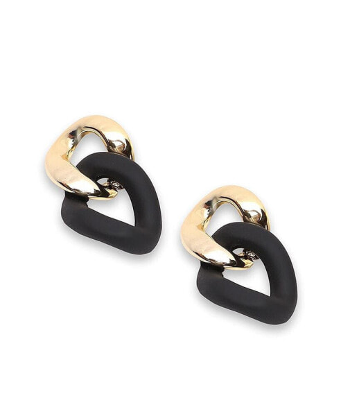 Women's Black Chain-link Drop Earrings