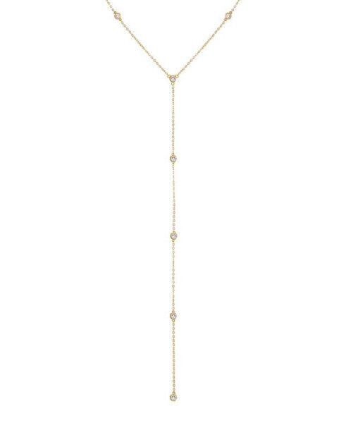 by Adina Eden 14k Gold-Plated Sterling Silver Cubic Zirconia Lariat Necklace, 20" + 2" extender