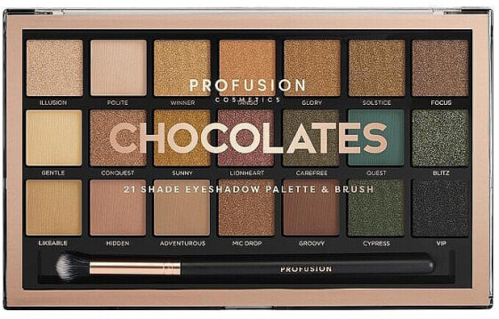 Profusion Cosmetics Chocolates 21 Shade Eyeshadow Palette & Brush