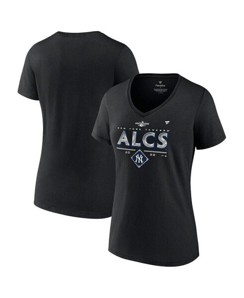 Women's Black New York Yankees 2022 Division Series Winner Locker Room V-Neck T-shirt