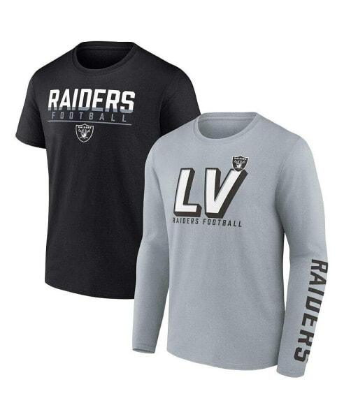 Men's Silver, Black Las Vegas Raiders Two-Pack T-shirt Combo Set