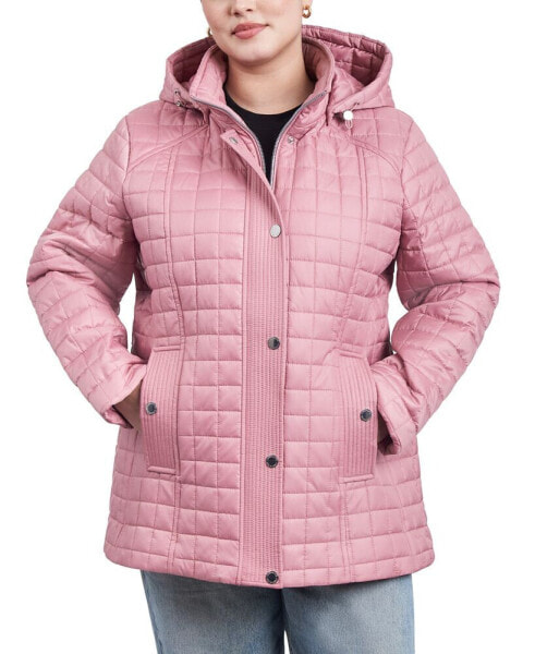 Women's Plus Size Hooded Quilted Water-Resistant Coat