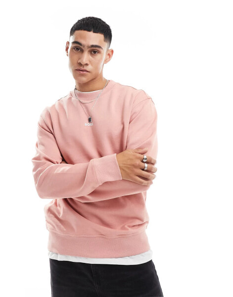 BOSS Orange Westart crew neck sweatshirt in pink