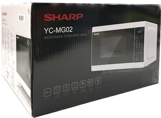 Sharp YC-MG02E-W 20 Liter 800 W Kombi-Mikrowelle weiß