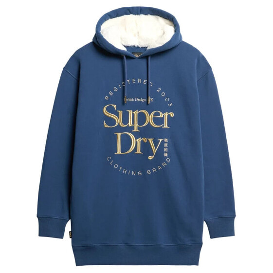 SUPERDRY Luxe Metallic Logo long sleeve short dress