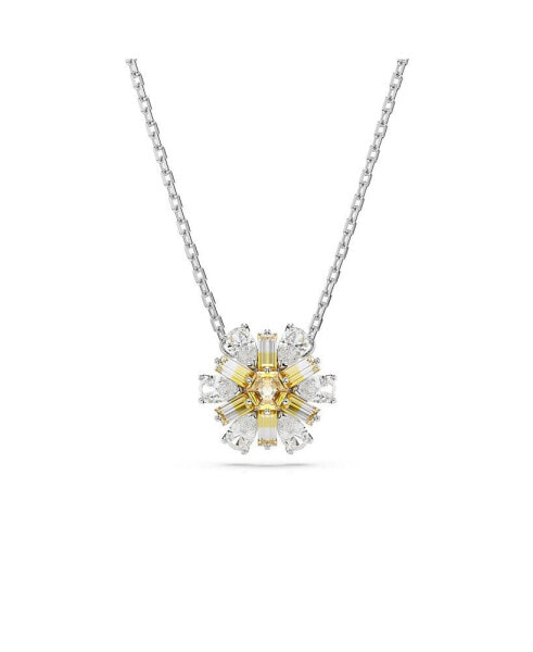 Flower, Yellow, Rhodium Plated Idyllia Pendant Necklace