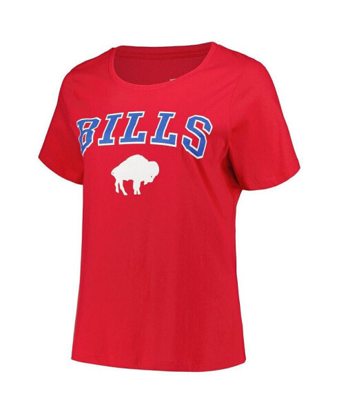 Women's Red Buffalo Bills Plus Size Arch Over Logo T-shirt