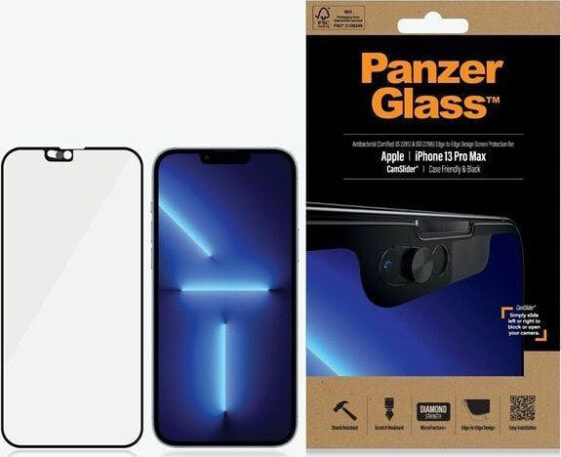 Защитное стекло PanzerGlass для iPhone 13 Pro Max черное