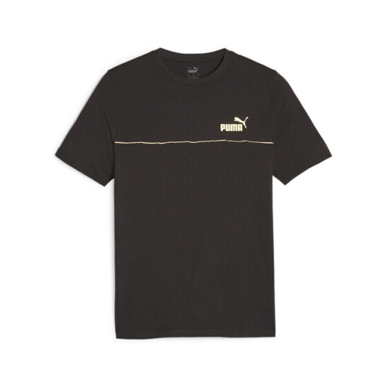 Puma Essentials Minimal Gold Logo Crew Neck Short Sleeve T-Shirt Mens Black Casu