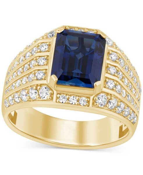 Men's Lab Created Blue Sapphire (6-1/4 ct. t.w.) & Lab-Created Diamond (1-1/4 ct. t.w.) Ring in 10k Gold