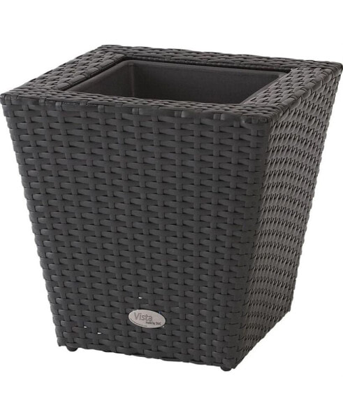 78379 Vista Square Resin Wicker Planter Black 22-Inch