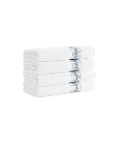 White Turkish Luxury Striped Hand Towels for Bathroom 600 GSM, 18x32 in., 4-Pack , Super Soft Absorbent Hand Towels