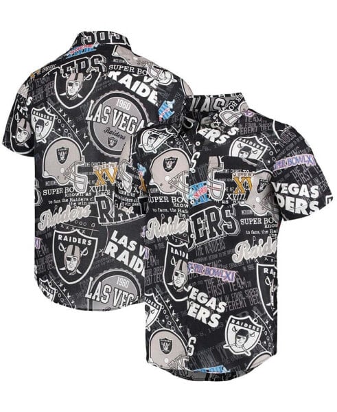 Men's Black Las Vegas Raiders Thematic Button-Up Shirt