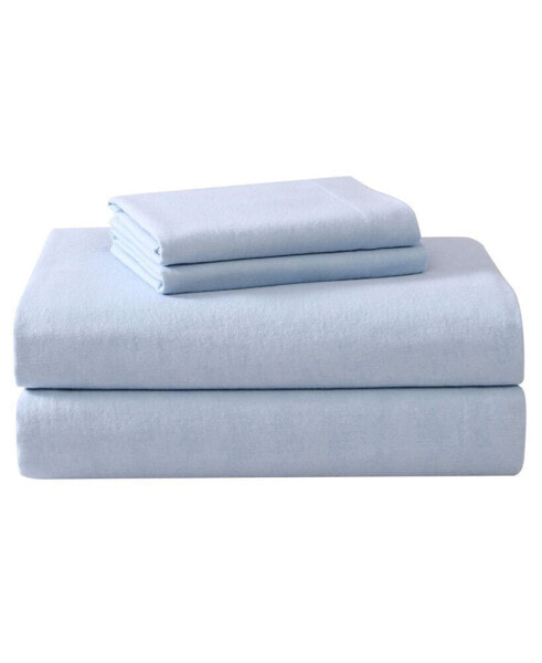 Solid Cotton Flannel 4 Piece Sheet Set, King