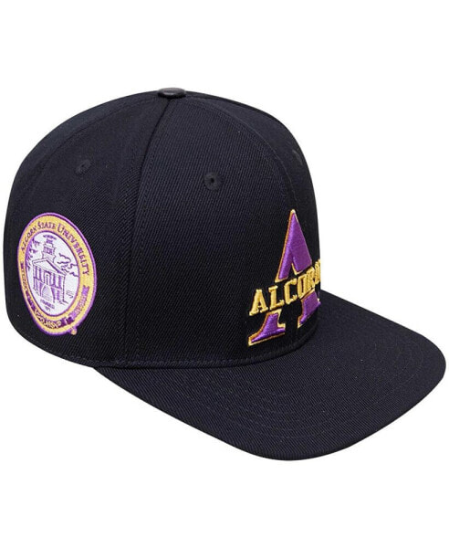 Men's Black Alcorn State Braves Arch Over Logo Evergreen Snapback Hat