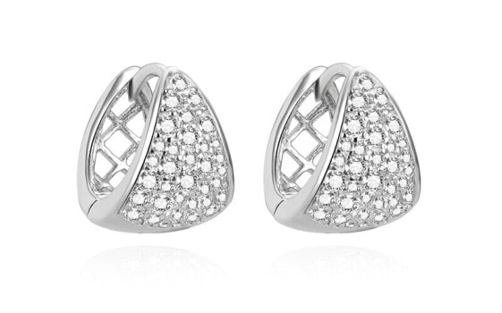 Sparkling silver earrings with zircons AGUC3534