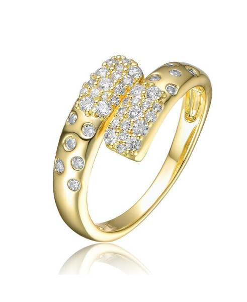 RA 14K Gold Plated Clear Cubic Zirconia Bypass Ring