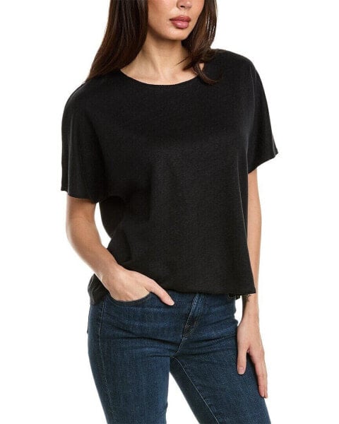 Majestic Filatures Semi Relaxed Linen Pullover Women's Black 2